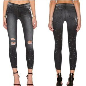 Black Orchid Noah Ankle Fray Dark Wash Bleached Distressed Skinny Jeans Size 24